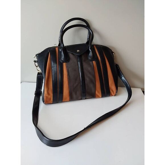 MMS bag Black with brown suede stripes - Picture 1 of 9